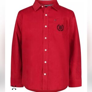 Tommy Hilfiger Red Boys corduroy button up long sleeve shirt Youth Size 12 14